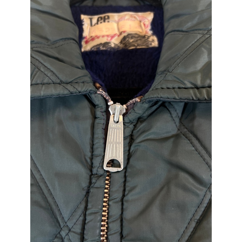 Vintage Lee Unique Quilted Sherpa Lined Jacket Navy Blue Mens 44 Talon Zip